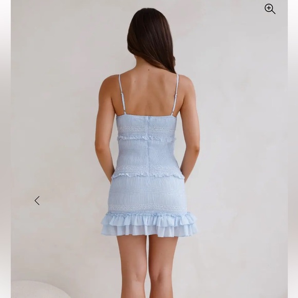 Hello Molly Sky Blue Smocked Dress UNIQUE TOUCH MINI DRESS BLUE xs - Picture 11 of 11